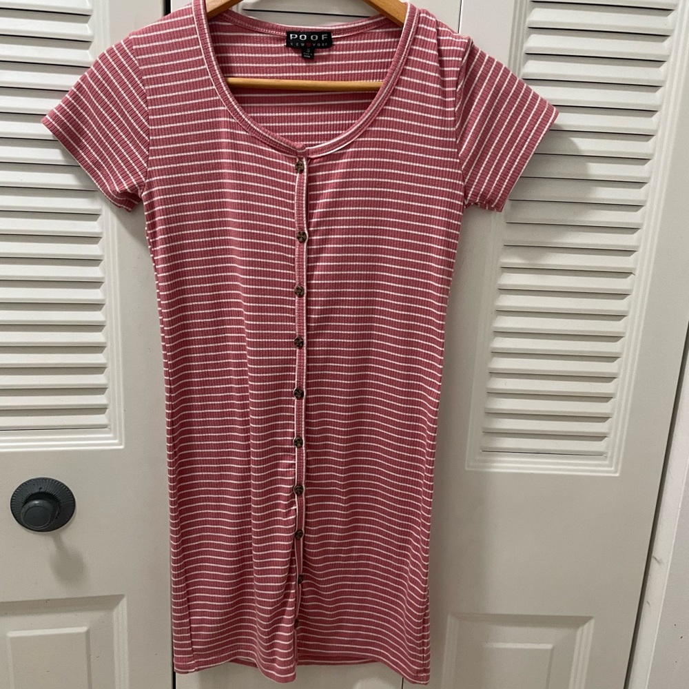 Pink striped button down dress kids